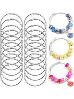 20Pcs Snake Charm Bracelets - Expandable Elastic Bangles for DIY Jewelry Making